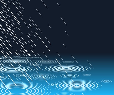 Editable vector illustration of rain falling into water with copy-spaceのイラスト素材