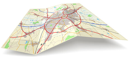 Detailed editable vector folding map with no names のイラスト素材
