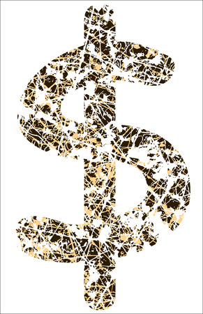 Vector design of a dollar symbol with corrosion grungeのイラスト素材