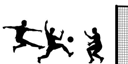 Editable  silhouette of action in a football matchのイラスト素材