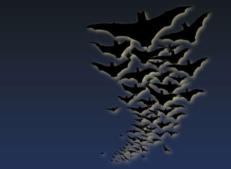 Illustrated design of dark flying bat silhouettes