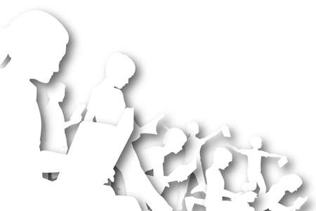 Illustration of children reading books with copy spaceの写真素材