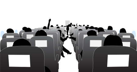 Editable vector illustration of passengers in an airplaneのイラスト素材