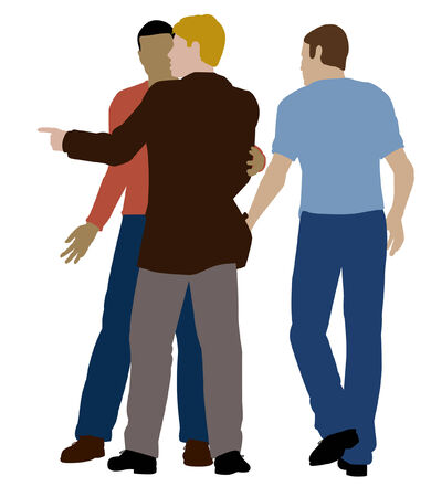 Editable illustration of two men working together as pickpocketsのイラスト素材