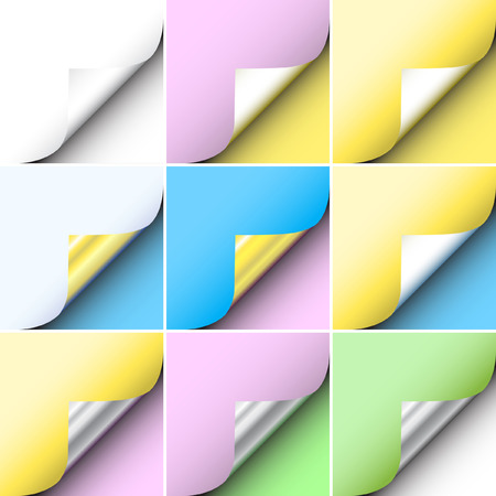 Set of editable vector peeling corners of paperのイラスト素材