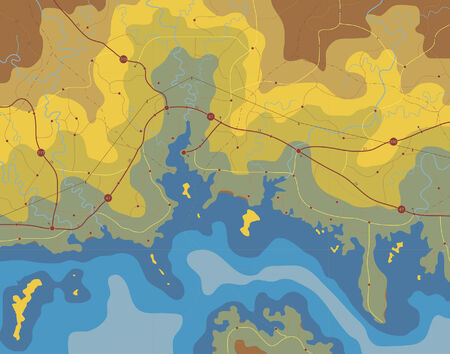 Generic editable map of a coastline with no namesのイラスト素材