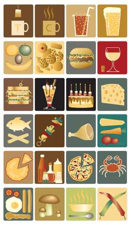 Set of editable   icons of drinks and snacksのイラスト素材