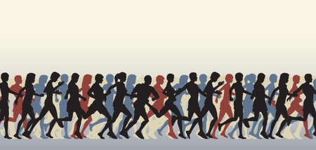 Editable  foreground of people running with all figures as separate elementsのイラスト素材