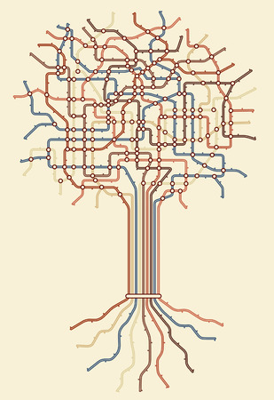 Editable subway map in shape of a treeのイラスト素材