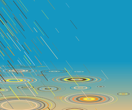 Editable vector illustration of colorful rain falling into water with copy-spaceのイラスト素材