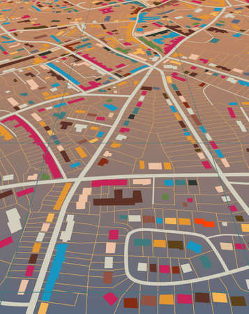 Editable vector illustration of a generic colorful street map without namesのイラスト素材