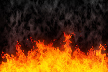 Rendered image of a raging fire and smoke
