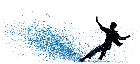 Editable vector illustration of a young man sliding with water sprayingのイラスト素材