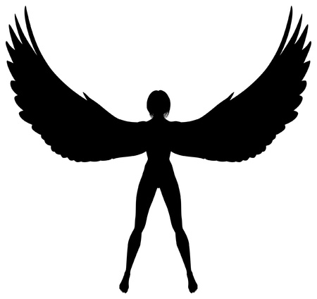 Editable silhouette of a woman or angel with wingsのイラスト素材