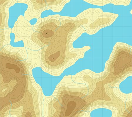 Editable illustration of a basic generic map of lakes and mountains with no namesのイラスト素材