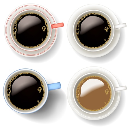 Editable vector illustrations of coffee cups and mug made using gradient meshesのイラスト素材