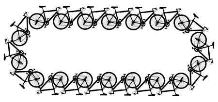 Editable vector design of a chain made of generic bicycle silhouettesのイラスト素材