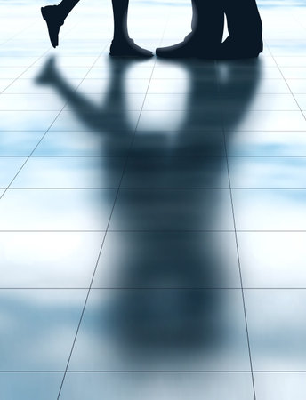 Editable vector illustration of the shadow of two lovers kissing made using a gradient meshのイラスト素材