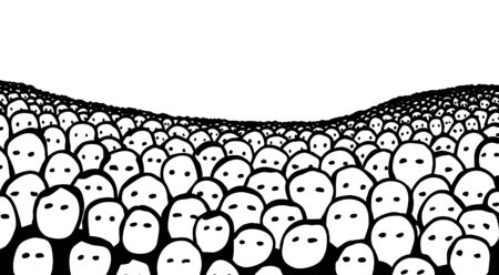 Editable vector illustration of a hand-drawn crowd of facesのイラスト素材