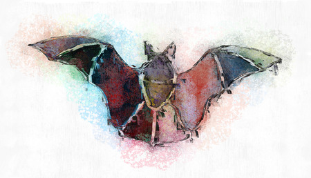 Digital painting of an abstract flying bat