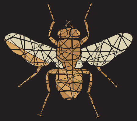 Editable vector shattered mosaic illustration of a flyのイラスト素材