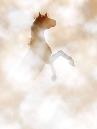 Editable vector illustration of a horse rearing in a misty or smoky atmosphere created using gradient meshesのイラスト素材