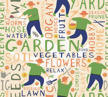 Vector seamless tile on a gardening themeのイラスト素材