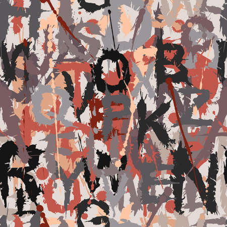 Vector seamless tile of grunge letters as a graffiti style backgroundのイラスト素材