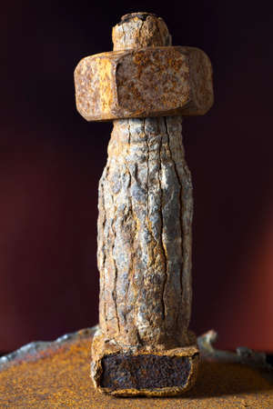 Macro of a corroded old nut and boltの写真素材