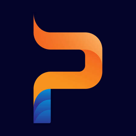 Abstract P Letter Logo Template With Orange and Blue Colorのイラスト素材