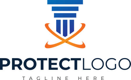 Pillar and Shield Protect Vector	のイラスト素材