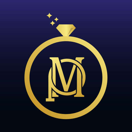 Elegant P and M Letter Logo with P and M Letter Inside&#x9;のイラスト素材