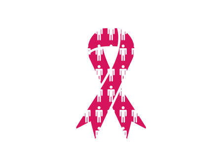 AIDS sign with pattern of people as a fill. HIV disease awareness campaign icon to stop transmission. The people representing all groups which should know about HIV AIDS. World HIV AIDS Day awareness templateのイラスト素材