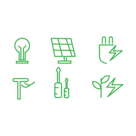 Electricity Icon Set Vector Template EPS Premium line Icon setのイラスト素材