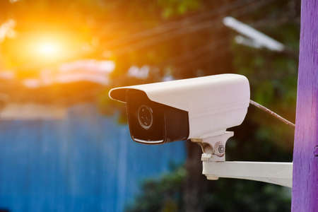 IP CCTV camera installed on the wall outside the house to do the security system by monitoring on...