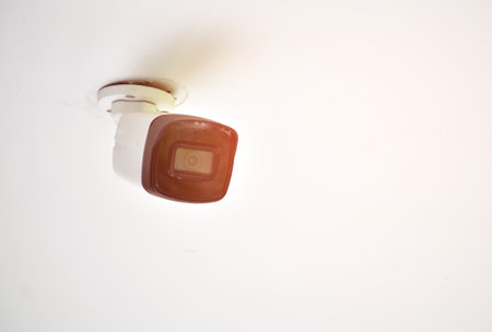IP CCTV camera or security camera which house owner installed on the ceiling to monitor and to do...