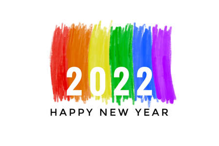 â€˜2022 Happy New Yearâ€™ on rainbow stripes, concept for happy new year 2022 celebration...