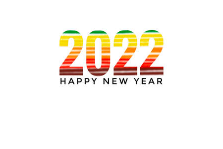 â€˜2022 Happy New Yearâ€™ on rainbow stripes, concept for happy new year 2022 celebration...