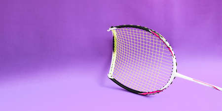 Broken frame racket of badminton sport, soft and selective focus. concept for badminton sports lovers around the world.の写真素材
