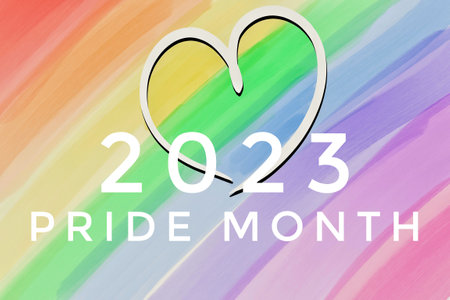 Happy new year 2023. Greeting card with heart.の写真素材