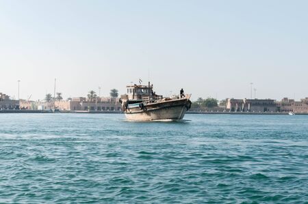 Big Dhow Cargo Freight Historic Old Ship Maritime Oriental Transportation Dubai  Dubai Creek, United Arab Emiratesの写真素材