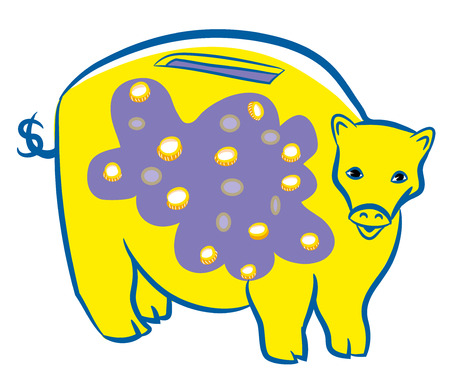 Piggy bank Piggy bank or money box. Piggy bank's tail shaped with dollar sybol.のイラスト素材