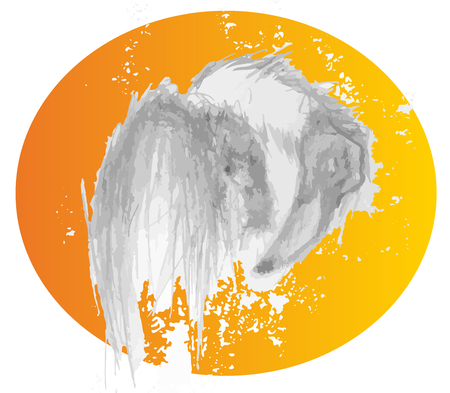 Gorilla and banana The gorilla holds banana. Silhouette gorilla with gray lines. illustration of monkey with banana.のイラスト素材