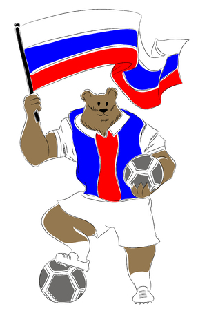 mascot russian. Russian bear soccer mascot. Football tournament 2018. logo for the summer soccer championship.のイラスト素材