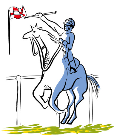 Champion jockey and his horse Champion jockey and his horse running for championship. illustration of horse racing.のイラスト素材