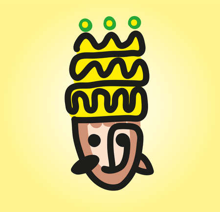 Cartoon style illustration of king. Line drawing illustration of king with crown.のイラスト素材