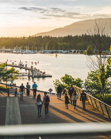 Boardwalk in Downtown Vancouver, Canadaの写真素材
