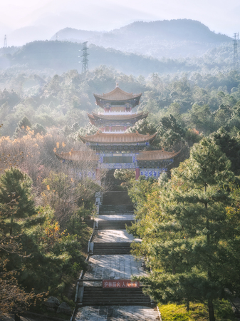 Beautiful scenery of Chongsheng Temple and the well-known Three Pagodas are the symbol of Dali, Yunnan province, China. Buddhist temples.の写真素材