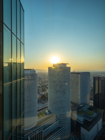 Nagoya, Japan - May 11, 2019 : The scenery outside of the skyscraper in the city.のeditorial素材