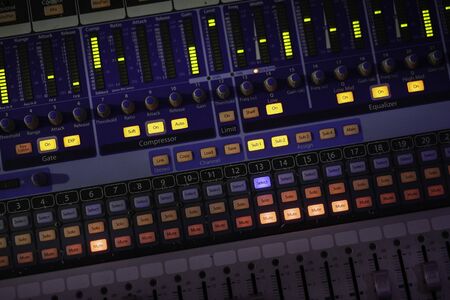 Audio control panel for entertainment. Music equipment.